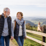 Senior couple walking