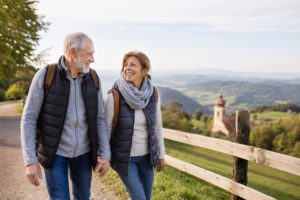 Senior couple walking