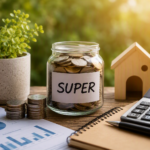 Superannuation frequently asked questions concept featuring retirement savings, investment charts, calculator and long-term financial planning tools